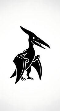 Black silhouette illustration of a pterodactyl dinosaur on a white background.