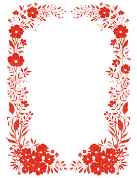 Vintage Botanical Border Frame Line Art Illustration