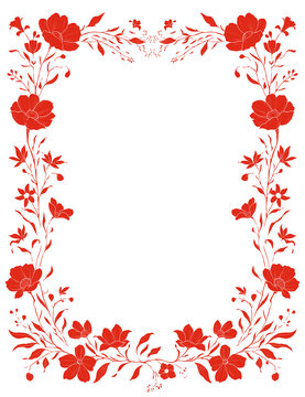 Vintage Botanical Border Frame Line Art Illustration