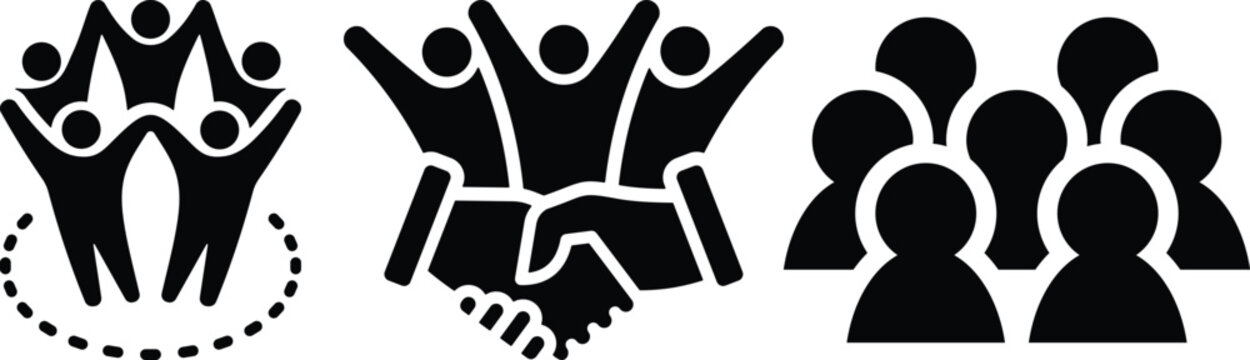 People relationship vector icon Community icon set. Containing people, friendship, social, diversity, village, relationships, support and community development icons. Solid icon collection eps 10
