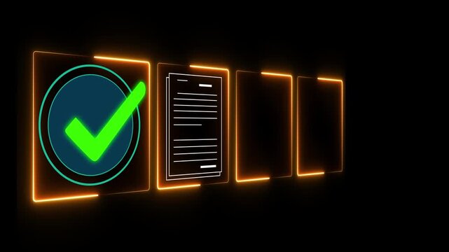 Digital checklists for business certification and quality assurance. Streamline verification processes with performance audits and check document process . 4k animated motion on transparent background