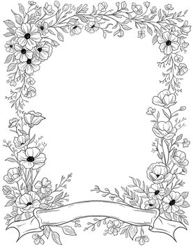 border and frame with flowers