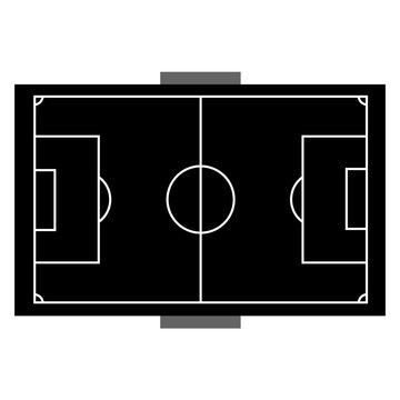 Top View Illustration of Empty Football Stadium Field with Goalposts and Center Circle