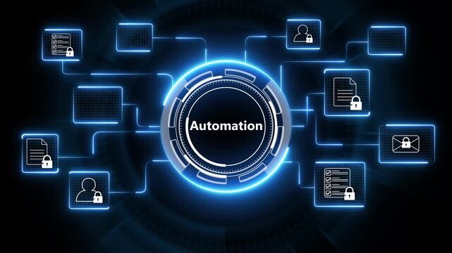 Planning marketing strategy. Marketing automation of business and industrial process concept. Business, Technology, Internet and networking concept. . 4K animated isolated on transparent background.
