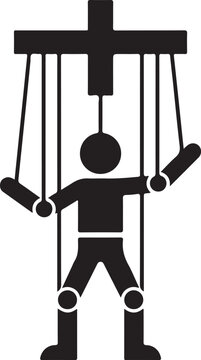 Puppet icon symbolizing control and manipulation with marionette manipulation influence business