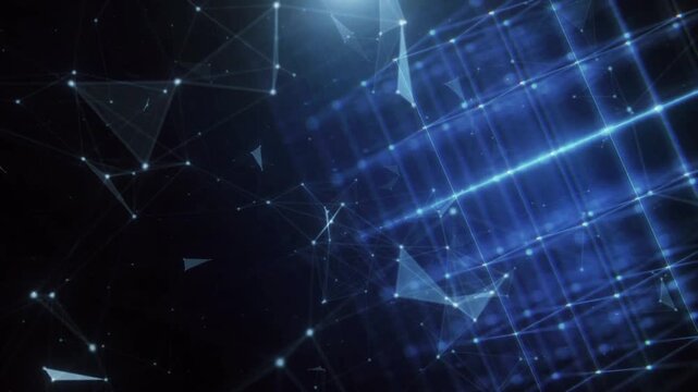 Blockchain Technology Concept with Polygon Mesh Network.