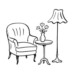 Fototapeta premium PNG Cozy vintage living room illustration.