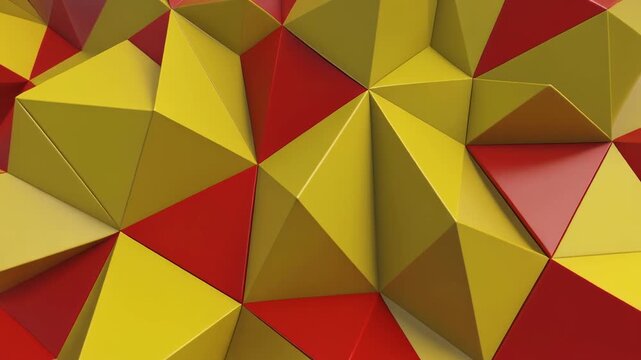 abstract geometric pattern transition animation with red and yellow shapes