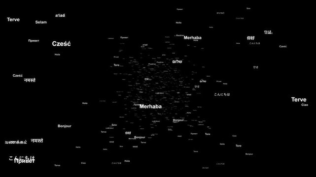 Word hello written in many different languages.
