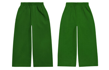 Mockup of front and back view of green pants isolated on white © Sentimental Visual