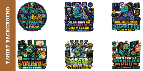 Color shift on focus maximum chameleon pro gamer design with lizard playing video game mascot. © jubayer95