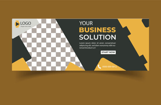 Professional business social media banner template with abstract geometric shapes