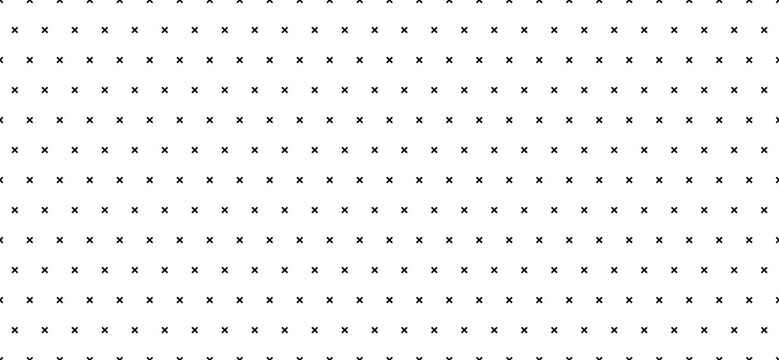 Tiny seamless cross pattern with small black x marks arranged in wide orderly spacing on light background delivering subtle geometric texture for wallpaper fabric packaging branding and digital media