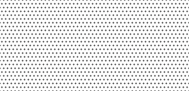 Contemporary plus sign pattern with tightly arranged black symbols across bright background, offering versatile geometric texture for technology branding, packaging, websites, and advertising