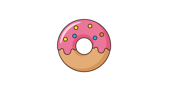A delicious and colorful illustration of a sprinkled donut isolated on a white background