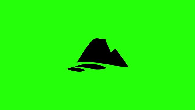 Professional 4K footage of a lonely tropical desert island mountain silhouette with ocean wave lines bouncing. Great popup graphic for treasure map app.