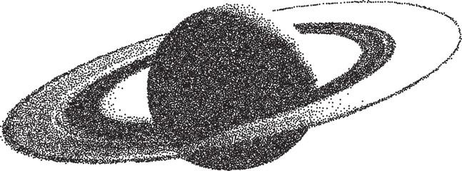 Saturn planet y2k brutalist stipple graphic, Space retro halftone vector transparent png isolated, Solar system 2000s photocopy grunge tattoo design © CozyNight