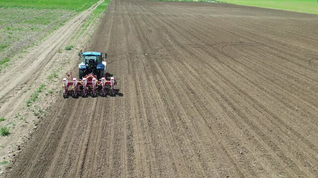 Large fields with a drone_Green fields_Agricultural lands_4K