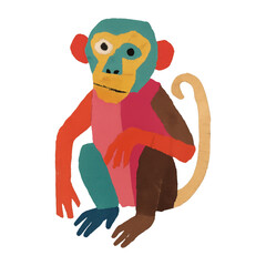 Fototapeta premium PNG Colorful abstract monkey illustration.