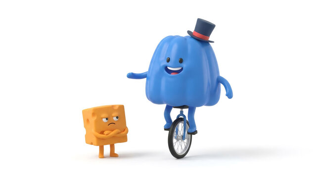 Funny cartoon characters performing circus act