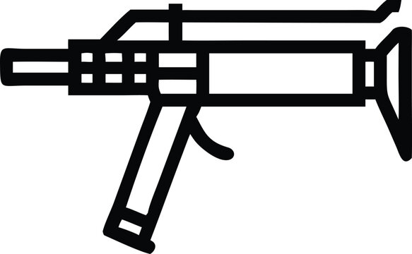 Tactical Submachine Gun Outline Graphic for Military and Security Applications