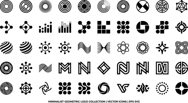 Minimalist geometric logo collection, abstract vector icons set