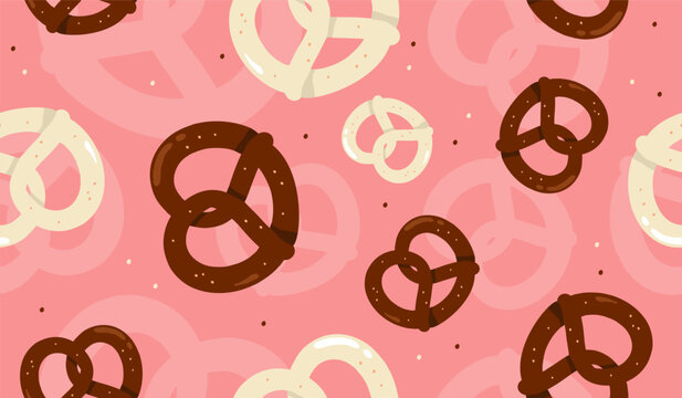 Cute pretzel pattern background vector design