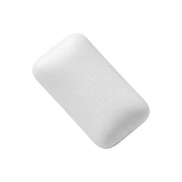 Single white chewing gum piece on a white background