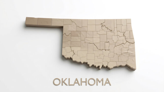 Oklahoma state map wooden 3D model