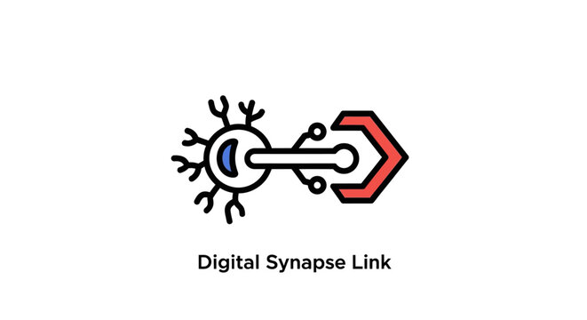 Digital synapse illustration linking neural connections, brain-inspired design icon