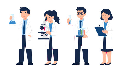 Fototapeta premium Laboratory researchers in white coats with science equipment