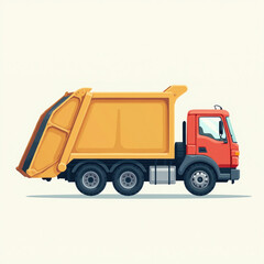 Fototapeta premium Garbage truck collecting containers in urban environment for waste management, transportation services, recycling campaigns, and educational content