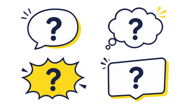 Set of question mark speech bubbles and comic message frames