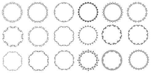 decorative circular frame border ornate vector set © Uruna
