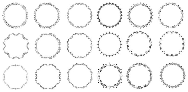 decorative circular frame border ornate vector set