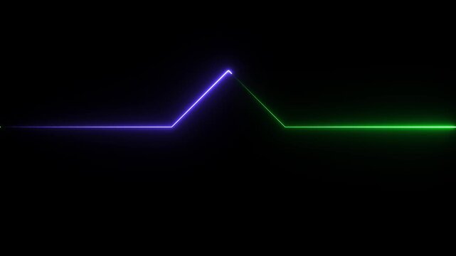 Glowing logotype line on black background. neon dabble side laser illustration background.