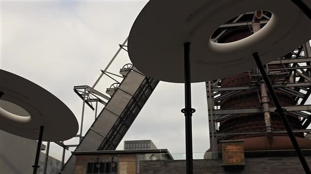 Industrial heritage site in Belval Luxembourg with blast furnace structure