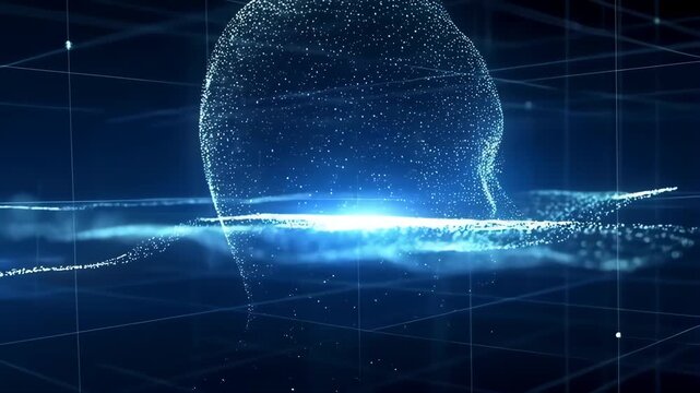 Brain Hologram with Digital Data Streams, Futuristic Medical Technology Concept for Healthcare Innovation and Cybersecurity Analytics
