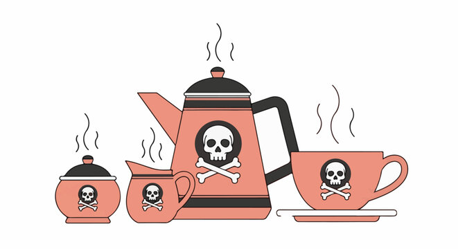 Dangerously steaming beverages served in skull-marked vessels
