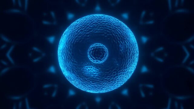 Sphere of Glowing Neural Interface Technology with Swirling Data Rings and Light Rays in Dark Digital Space