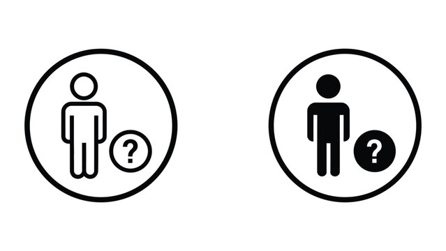 Person with question mark icon set in outline and solid glyph style vector