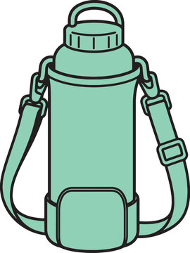 Backpacking Water Bottle Sling Outdoor Hydration Carrier Line Art Icon
