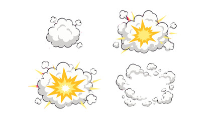 Cartoon smoke explosion sequence with comic cloud frames © Andrei