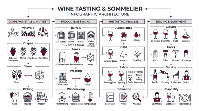 Wine Tasting Sommelier Infographic Architecture - Step-by-Step Guide
