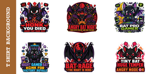 Gaming bat pro gamer character set for esport community and video game lovers apparel art. © jubayer95