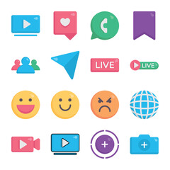 Fototapeta premium Social media icons and emoticons vector collection pack 