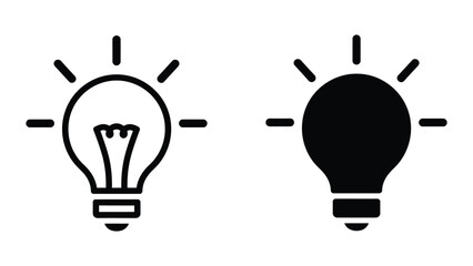 Light bulb icon set in outline and solid glyph style vector © Designer Habiba