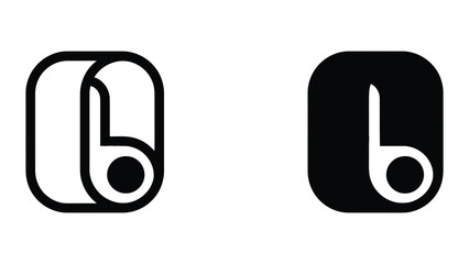 Letter b icon set in outline and solid glyph style vector © Designer Habiba