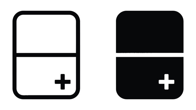 Add panel icon set in outline and solid glyph style vector