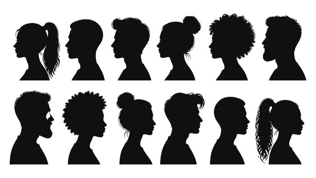 Diverse human silhouettes side profiles